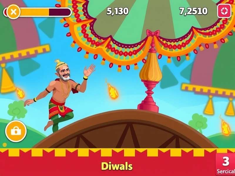 Festival Dash Adventure gameplay screenshot showing colorful Indian festival environment